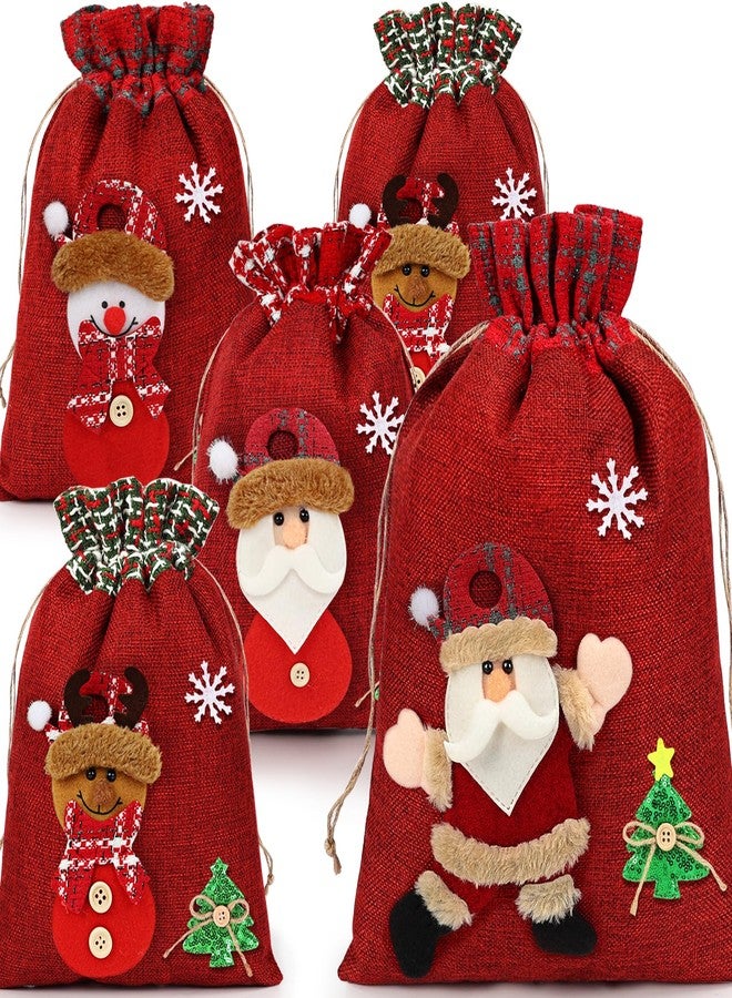 HRX Package 3D Christmas Gift Bags, 16x11 10.5x8 inch Xmas Drawstring Wrapping Bags Pouches for Holiday Goodie, Presents, Stocking Stuffers (5pcs) - Image 1
